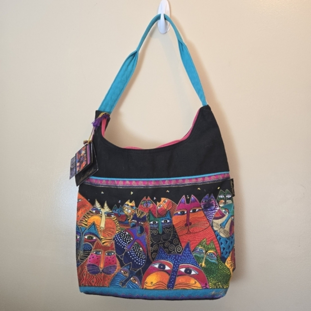Laurel Burch Fantasticats Medium Scoop Tote Bag 5233 Multi By Sun N' Sand NWT - Picture 2 of 16